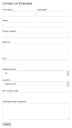 Contact Us Extended form example