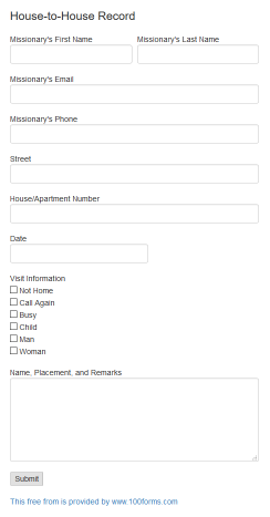 House-to-House Record form example