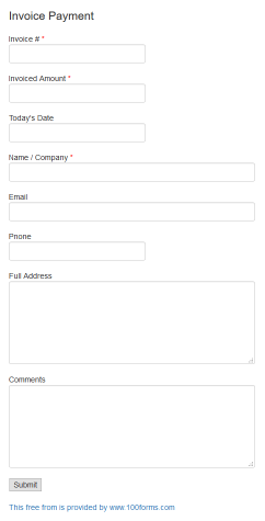 Invoice Payment form example