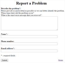 Report a Problem form example