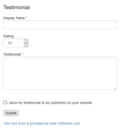 Testimonial form example